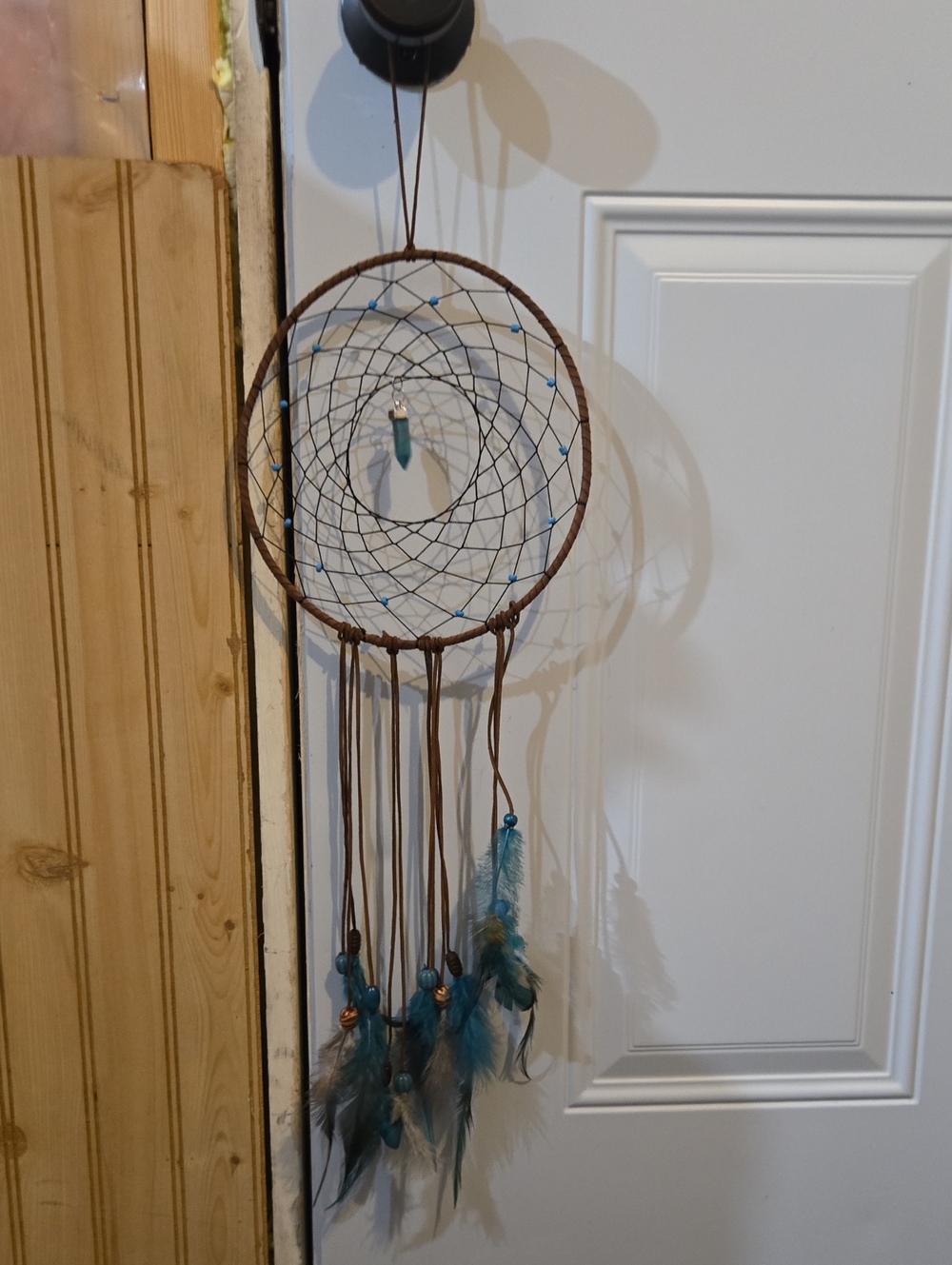 Teal Feather Dreamcatcher Wall Hanging